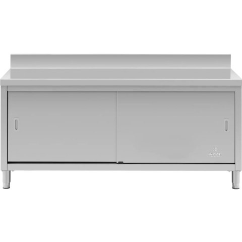 Stół blat roboczy przyścienny z szafką rantem drzwi suwane 180 x 70 x 97 cm Stół blat roboczy przyścienny z szafką rantem drzwi suwane 180 x 70 x 97 cm