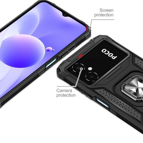 Etui pancerny pokrowiec do Samsung Galaxy A03 uchwyt magnetyczny Ring Armor czarny Etui pancerny pokrowiec do Samsung Galaxy A03 uchwyt magnetyczny Ring Armor czarny