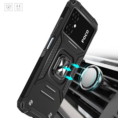 Etui pancerny pokrowiec do Samsung Galaxy A03 uchwyt magnetyczny Ring Armor czarny Etui pancerny pokrowiec do Samsung Galaxy A03 uchwyt magnetyczny Ring Armor czarny
