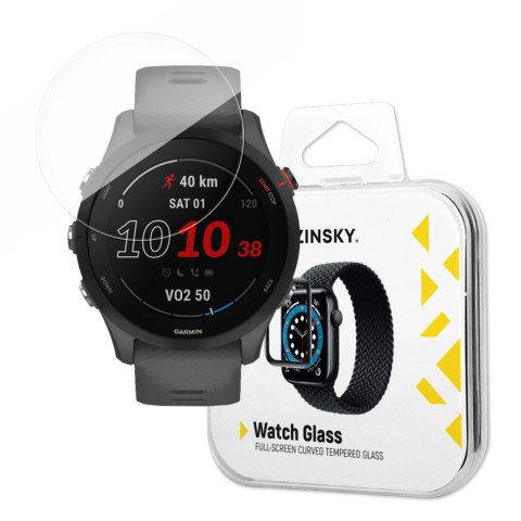 Szkło hartowane 9H na cały ekran Garmin Forerunner 255 z czarną ramką Full Glue Szkło hartowane 9H na cały ekran Garmin Forerunner 255 z czarną ramką Full Glue