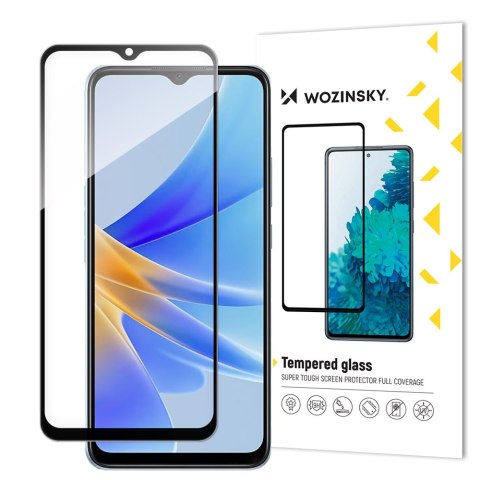 Szkło hartowane 9H na cały ekran Oppo A17 z czarną ramką Full Glue Szkło hartowane 9H na cały ekran Oppo A17 z czarną ramką Full Glue