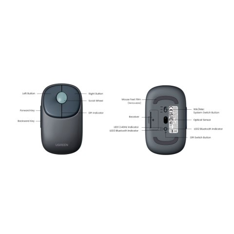 Bezprzewodowa mysz myszka do komputera MU102 FUN+ Bluetooth 2.4 GHz czarna Bezprzewodowa mysz myszka do komputera MU102 FUN+ Bluetooth 2.4 GHz czarna