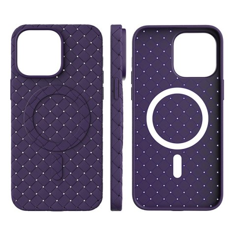 Etui pokrowiec plecionka do iPhone 15 Pro z MagSafe Woven Case granatowy Etui pokrowiec plecionka do iPhone 15 Pro z MagSafe Woven Case granatowy