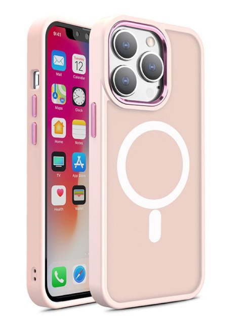 Magnetyczne etui z MagSafe do iPhone 15 otworki pod smycz różowe Magnetyczne etui z MagSafe do iPhone 15 otworki pod smycz różowe