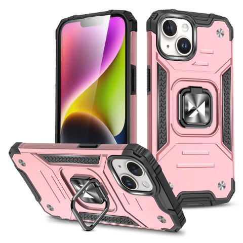 Pancerne etui z uchwytem na palec do iPhone 15 Ring Armor różowe złoto Pancerne etui z uchwytem na palec do iPhone 15 Ring Armor różowe złoto