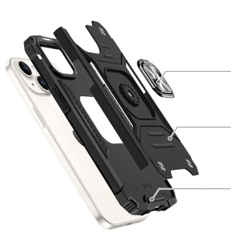 Pancerne etui z uchwytem na palec do iPhone 15 Ring Armor różowe złoto Pancerne etui z uchwytem na palec do iPhone 15 Ring Armor różowe złoto