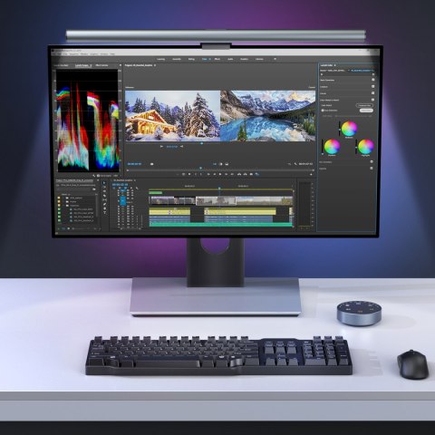 Bezprzewodowa RF 2.4GHz lampka LED oświetlenie na monitor ekran USB-C czarny Bezprzewodowa RF 2.4GHz lampka LED oświetlenie na monitor ekran USB-C czarny