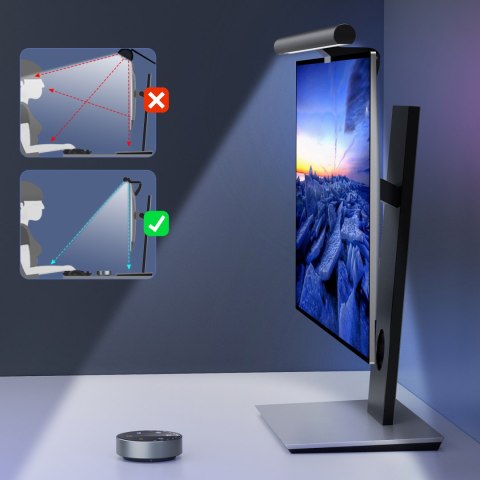 Bezprzewodowa RF 2.4GHz lampka LED oświetlenie na monitor ekran USB-C czarny Bezprzewodowa RF 2.4GHz lampka LED oświetlenie na monitor ekran USB-C czarny