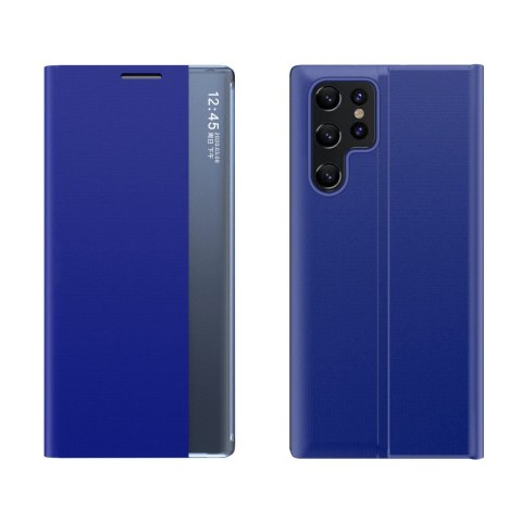 Etui pokrowiec do Samsung S24 Ultra z magnetyczą klapką New Sleep View Case niebieskie Etui pokrowiec do Samsung S24 Ultra z magnetyczą klapką New Sleep View Case niebieskie