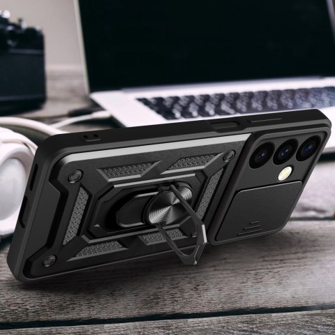 Etui z osłoną na aparat do Samsung Galaxy S24 Hybrid Armor Camshield czarne Etui z osłoną na aparat do Samsung Galaxy S24 Hybrid Armor Camshield czarne
