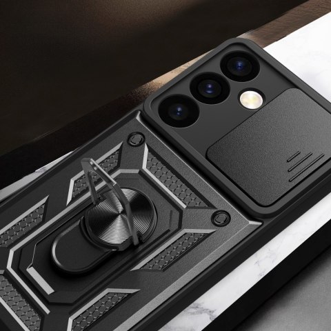 Etui z osłoną na aparat do Samsung Galaxy S24 Hybrid Armor Camshield czarne Etui z osłoną na aparat do Samsung Galaxy S24 Hybrid Armor Camshield czarne