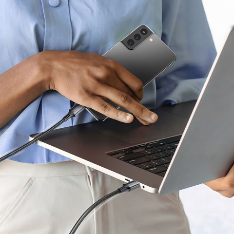 Kabel przewód USB-C 100W 5A PD 480Mbps 3m szary Kabel przewód USB-C 100W 5A PD 480Mbps 3m szary