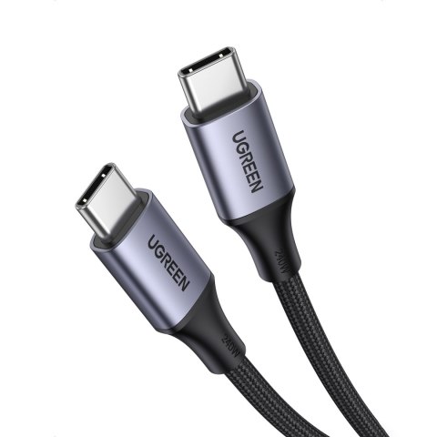 Kabel przewód USB-C PD w oplocie 240W 5A 480Mb/s 1m czarno szary Kabel przewód USB-C PD w oplocie 240W 5A 480Mb/s 1m czarno szary