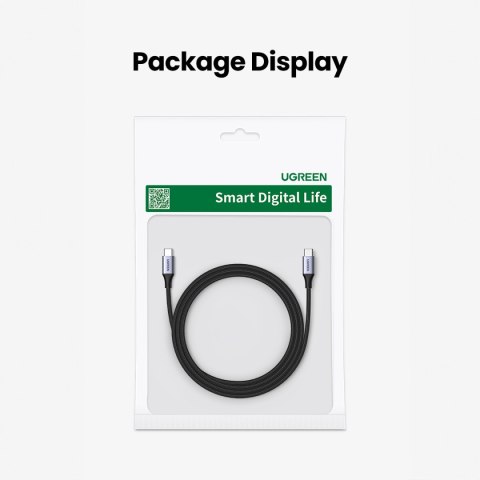 Kabel przewód USB-C PD w oplocie 240W 5A 480Mb/s 1m czarno szary Kabel przewód USB-C PD w oplocie 240W 5A 480Mb/s 1m czarno szary