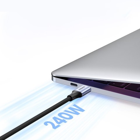 Kabel przewód USB-C PD w oplocie 240W 5A 480Mb/s 1m czarno szary Kabel przewód USB-C PD w oplocie 240W 5A 480Mb/s 1m czarno szary