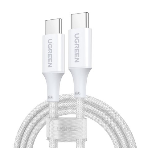 Kabel przewód USB-C w oplocie PD 100W 5A 480Mb/s 1m biały Kabel przewód USB-C w oplocie PD 100W 5A 480Mb/s 1m biały