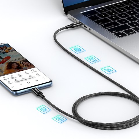 Kabel przewód USB-C w oplocie PD 100W 5A 480Mb/s 1m czarny Kabel przewód USB-C w oplocie PD 100W 5A 480Mb/s 1m czarny