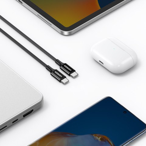 Kabel przewód USB-C w oplocie PD 100W 5A 480Mb/s 1m czarny Kabel przewód USB-C w oplocie PD 100W 5A 480Mb/s 1m czarny