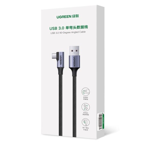 Kabel przewód kątowy USB - USB-C 5Gb/s 3A 1m czarny Kabel przewód kątowy USB - USB-C 5Gb/s 3A 1m czarny