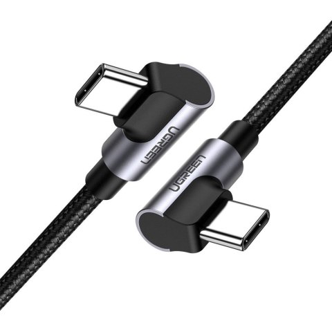 Kabel przewód kątowy podwójny 2x USB-C PD QC 60W 3A 2m czarny Kabel przewód kątowy podwójny 2x USB-C PD QC 60W 3A 2m czarny