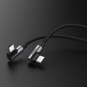 Kabel przewód kątowy podwójny 2x USB-C PD QC 60W 3A 2m czarny
