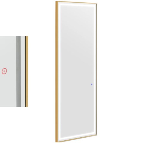 Konsola konsoleta fryzjerska lustro z oświetleniem LED prostokątne 180 x 70 cm - złote Konsola konsoleta fryzjerska lustro z oświetleniem LED prostokątne 180 x 70 cm - złote