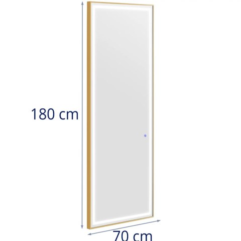 Konsola konsoleta fryzjerska lustro z oświetleniem LED prostokątne 180 x 70 cm - złote Konsola konsoleta fryzjerska lustro z oświetleniem LED prostokątne 180 x 70 cm - złote