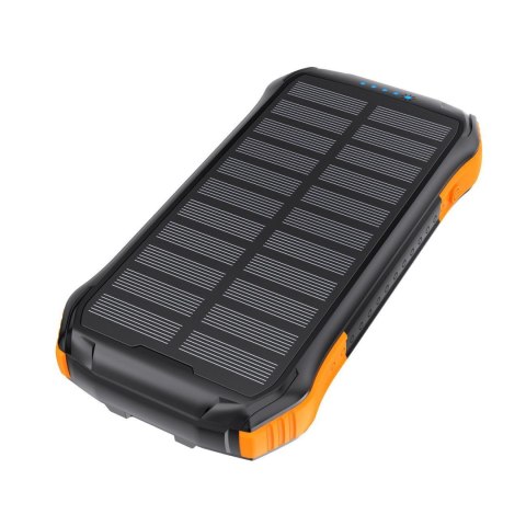Powerbank solarny 10000mAh z ładowarką indukcyjną Qi 5W pomarańczowy Powerbank solarny 10000mAh z ładowarką indukcyjną Qi 5W pomarańczowy