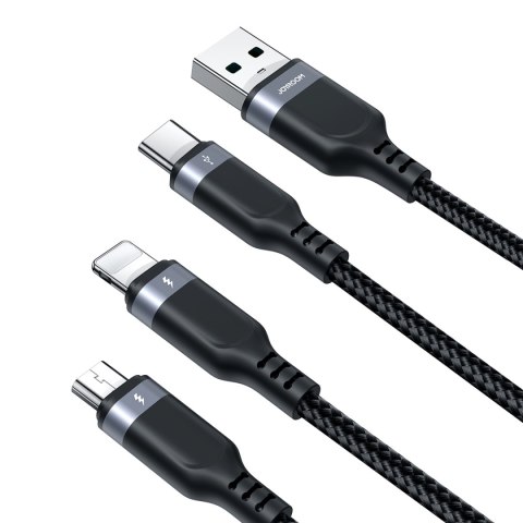 3w1 Kabel przewód USB-A - iPhone Lightning USB-C microUSB Multi-Use 1.2m czarny 3w1 Kabel przewód USB-A - iPhone Lightning USB-C microUSB Multi-Use 1.2m czarny