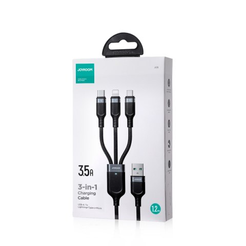 3w1 Kabel przewód USB-A - iPhone Lightning USB-C microUSB Multi-Use 1.2m czarny 3w1 Kabel przewód USB-A - iPhone Lightning USB-C microUSB Multi-Use 1.2m czarny