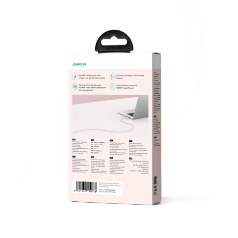 Kabel przewód USB-C 60W szybki transfer Multi-Color Series 1m różowy Kabel przewód USB-C 60W szybki transfer Multi-Color Series 1m różowy