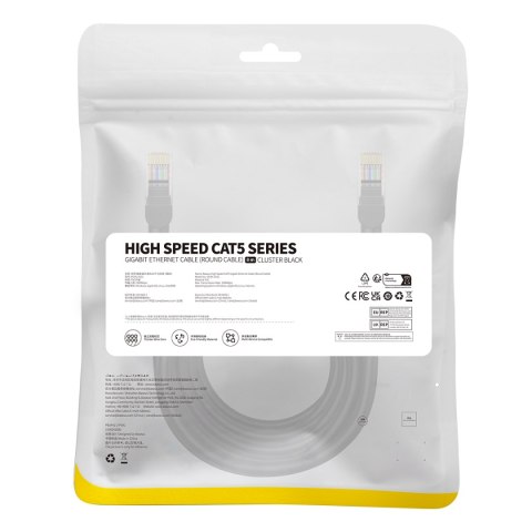 Kabel przewód sieciowy Ethernet Cat 5 RJ-45 1000Mb/s skrętka 8m czarny Kabel przewód sieciowy Ethernet Cat 5 RJ-45 1000Mb/s skrętka 8m czarny