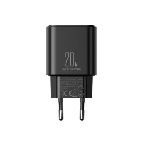 Ładowarka sieciowa USB-A USB-C PD 20W + kabel USB-C JR-TCF05 czarna Ładowarka sieciowa USB-A USB-C PD 20W + kabel USB-C JR-TCF05 czarna