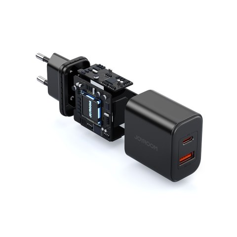 Ładowarka sieciowa USB-A USB-C PD 20W + kabel USB-C JR-TCF05 czarna Ładowarka sieciowa USB-A USB-C PD 20W + kabel USB-C JR-TCF05 czarna
