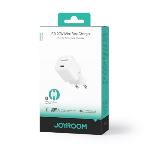 Ładowarka sieciowa USB-C PD 20W + kabel USB-C JR-TCF02 biała Ładowarka sieciowa USB-C PD 20W + kabel USB-C JR-TCF02 biała