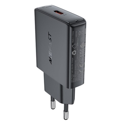 Mała płaska ładowarka sieciowa GaN PD 20W USB-C czarna Mała płaska ładowarka sieciowa GaN PD 20W USB-C czarna