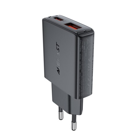 Mała płaska ładowarka sieciowa GaN PD 30W USB-A USB-C czarna Mała płaska ładowarka sieciowa GaN PD 30W USB-A USB-C czarna