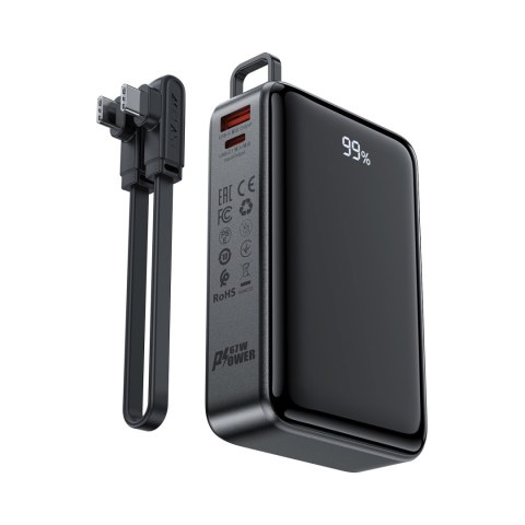 Powerbank 20000mAh M4 PD 67W z wbudowanym kablem USB-C czarny Powerbank 20000mAh M4 PD 67W z wbudowanym kablem USB-C czarny