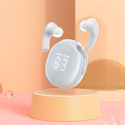 Słuchawki bezprzewodowe T9 Bluetooth 5.3 douszne USB-C białe Słuchawki bezprzewodowe T9 Bluetooth 5.3 douszne USB-C białe