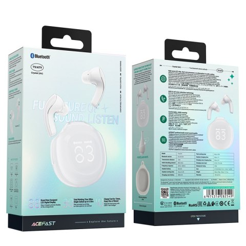 Słuchawki bezprzewodowe T9 Bluetooth 5.3 douszne USB-C białe Słuchawki bezprzewodowe T9 Bluetooth 5.3 douszne USB-C białe