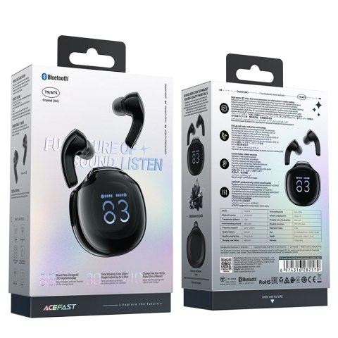 Słuchawki bezprzewodowe T9 Bluetooth 5.3 douszne USB-C czarne Słuchawki bezprzewodowe T9 Bluetooth 5.3 douszne USB-C czarne