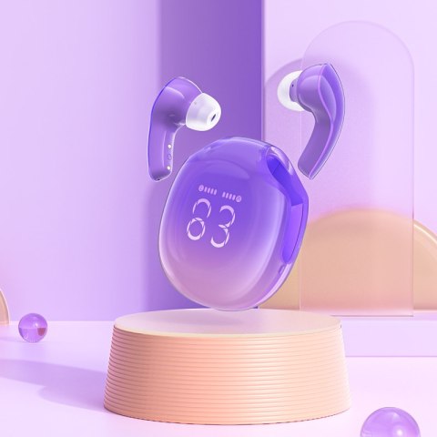 Słuchawki bezprzewodowe T9 Bluetooth 5.3 douszne USB-C fioletowe Słuchawki bezprzewodowe T9 Bluetooth 5.3 douszne USB-C fioletowe