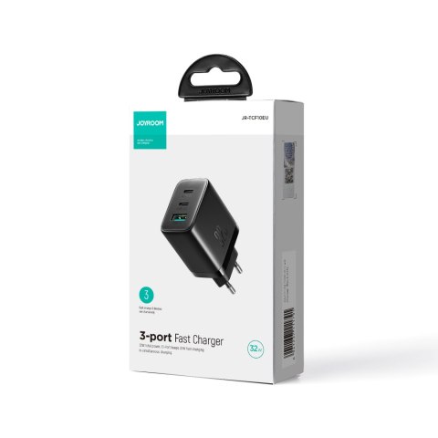 Szybka ładowarka sieciowa 2x USB-C / 1x USB-A 32W czarna Szybka ładowarka sieciowa 2x USB-C / 1x USB-A 32W czarna