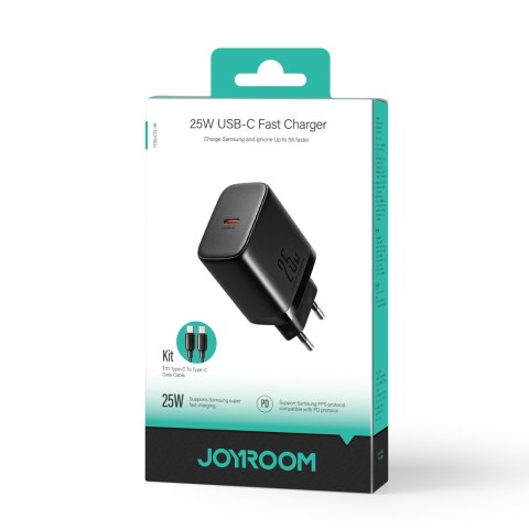 Szybka mała ładowarka sieciowa USB-C 25W + kabel USB-C 1m czarna Szybka mała ładowarka sieciowa USB-C 25W + kabel USB-C 1m czarna