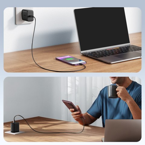 Szybka mała ładowarka sieciowa USB-C 25W + kabel USB-C 1m czarna Szybka mała ładowarka sieciowa USB-C 25W + kabel USB-C 1m czarna