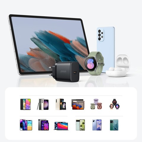 Szybka mała ładowarka sieciowa USB-C 25W + kabel USB-C 1m czarna Szybka mała ładowarka sieciowa USB-C 25W + kabel USB-C 1m czarna