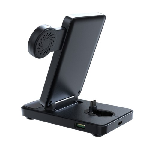 4w1 Stacja ładująca do Samsung Galaxy Buds Watch USB-C składana czarna 4w1 Stacja ładująca do Samsung Galaxy Buds Watch USB-C składana czarna