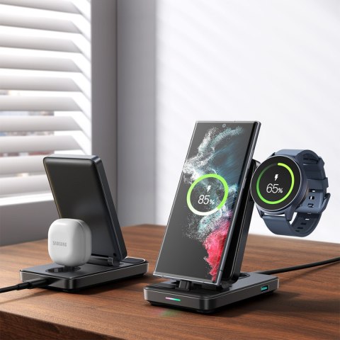 4w1 Stacja ładująca do Samsung Galaxy Buds Watch USB-C składana czarna 4w1 Stacja ładująca do Samsung Galaxy Buds Watch USB-C składana czarna
