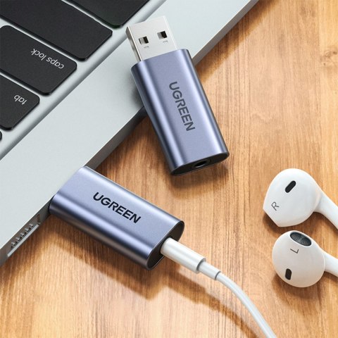 Adapter przejściówka audio na słuchawki USB-A do miniJack 3.5mm szary Adapter przejściówka audio na słuchawki USB-A do miniJack 3.5mm szary