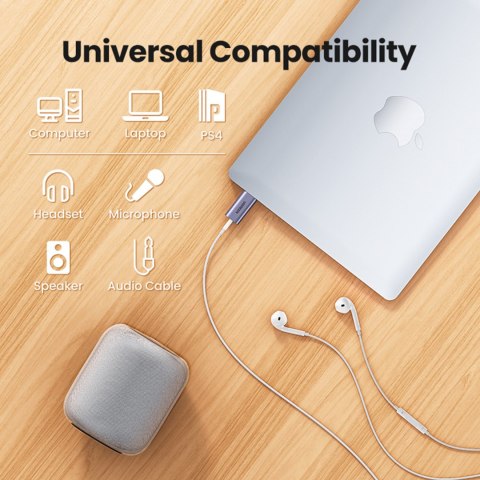 Adapter przejściówka audio na słuchawki USB-A do miniJack 3.5mm szary Adapter przejściówka audio na słuchawki USB-A do miniJack 3.5mm szary